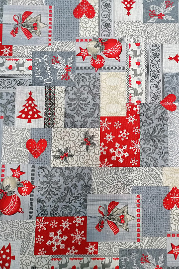 Tessuto decorativo PATCHWORK Natale grigio