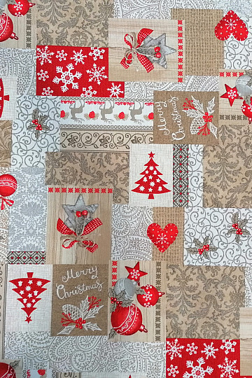 Tessuto decorativo PATCHWORK Natale beige