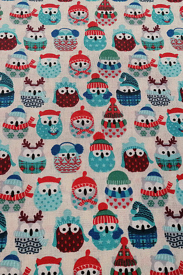 Tessuto in cotone GUFI IN INVERNO blu