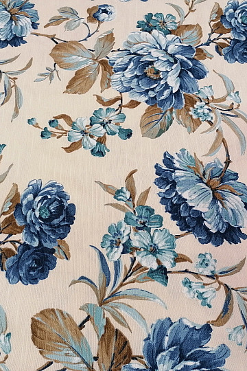 tessuto arredo LAURA - grandi fiori blu