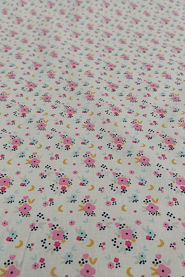 Tessuto di cotone FLEDI fiore rosa