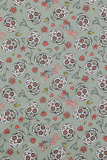 Tessuto di cotone SKULL kaki