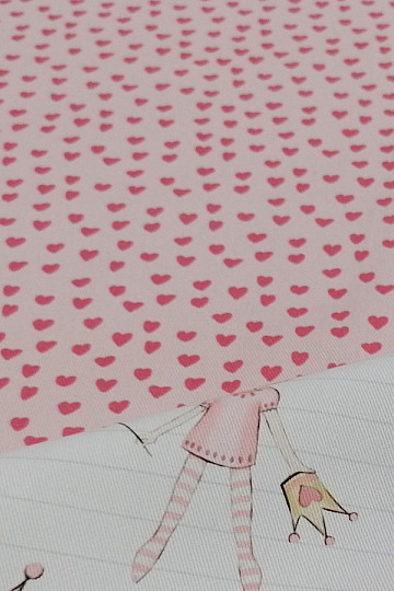 Tessuto decorativo per bambini CUORI ROSA piccolo