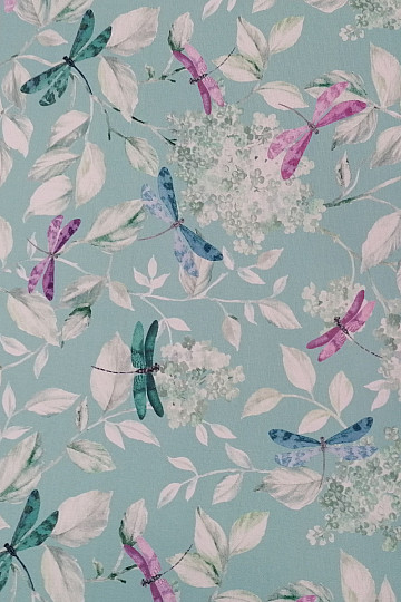 Tessuto decorativo ROSETO DRAGONFLY turchese