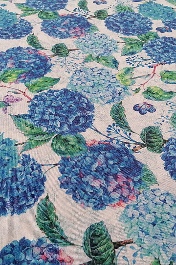 Tessuto decorativo ortensie blu