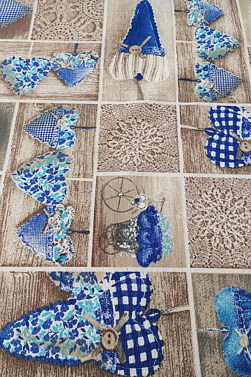 Tessuto decorativo CUORE DI LIDIA blu