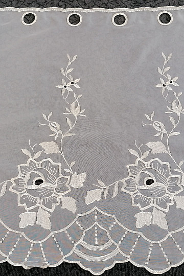 Tenda in vetro colorato - voile con ricamo floreale