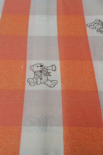 Tessuto di cotone a quadri Bears - arancione