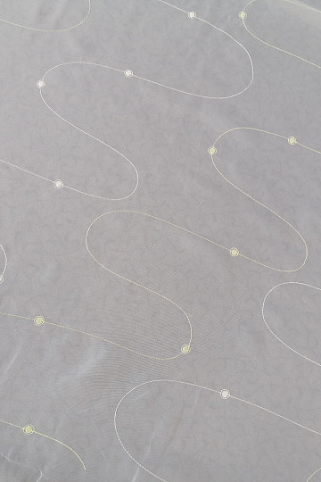 Tenda in voile con ricamo Gerster verde e crema