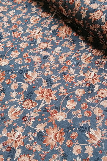 Tessuto di cotone blu VARANASI KALAMKARI