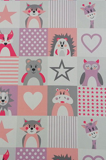 Tessuto decorativo BLACK-OUT Animali rosa-viola
