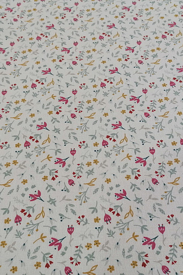 Tessuto di cotone AZRA fiori bianchi