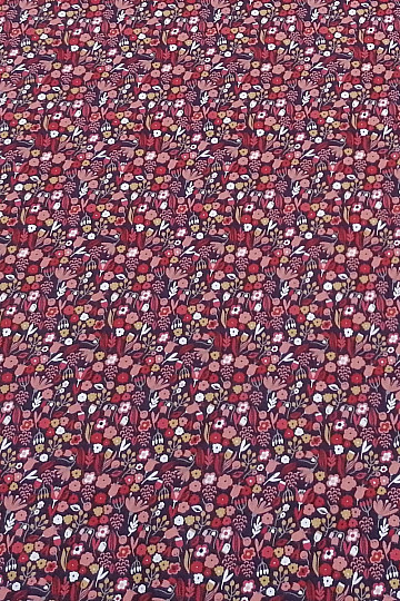 Tessuto in cotone AXEA fiori marrone-viola