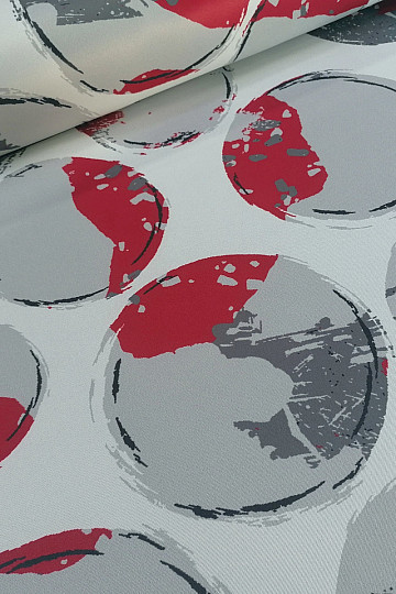 Tessuto decorativo BLACK OUT Bolle rosse