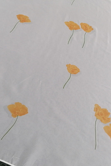 Tenda in voile bianco - papaveri arancioni