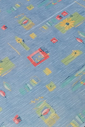 Tenda densa blu con fiori e foglie 155 cm