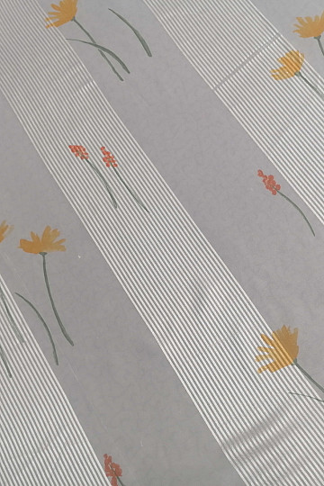 Tenda in voile righe bianche con fiori 829291/05