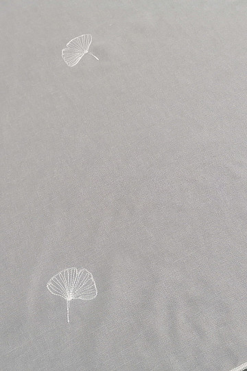 Tenda ricamata di lusso GERSTER Ginko foglie 11758 bianco