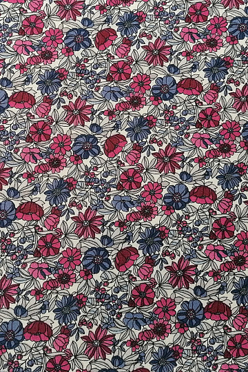 Tessuto di cotone APOLÉNA fiori viola-bordeaux