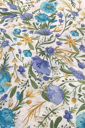 Tessuto decorativo CLARA fiori turchesi
