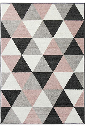 Tappeto in pezzi LOTTO triangoli nero/rosa