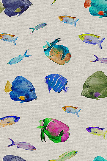 Tessuto decorativo stampa digitale PESCI COLORATI