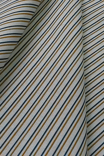 Tessuto in cotone STRIPE blu-senape
