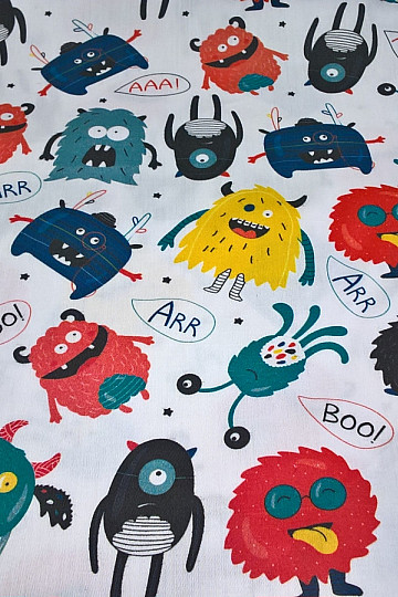 Raso di cotone per bambini MONSTERS digitale