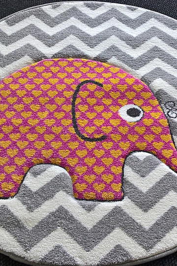 Tappeto rotondo per bambini PASTEL Elefanti