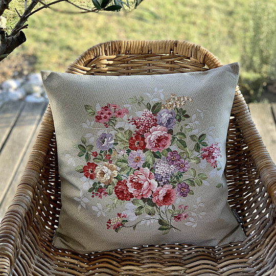 Fodera per cuscino con arazzo FIORE BEIGE