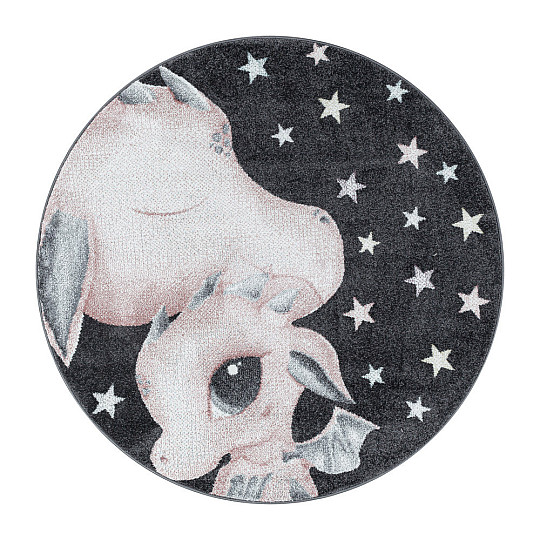 Tappeto rotondo per bambini FUNNY drago rosa