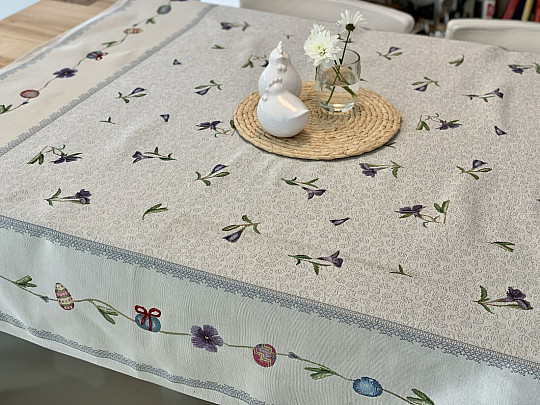 Tovaglia e sciarpa arazzo UOVA DI PASQUA CON VIOLA