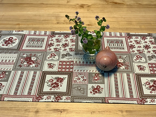 Tovaglia e scialle TOSCANA VALERY PATCHWORK bordeaux