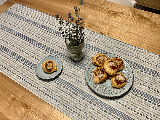 Tovaglia e scialle TOSCANA VALERY RIGA riga blu