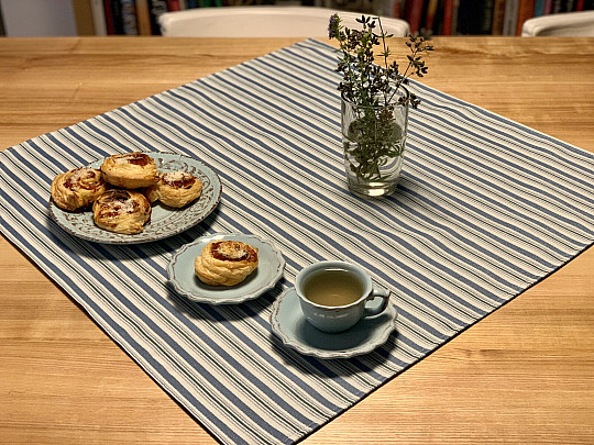 Tovaglia e sciarpa TOSCANA VALERY MULTI STRIPE blu