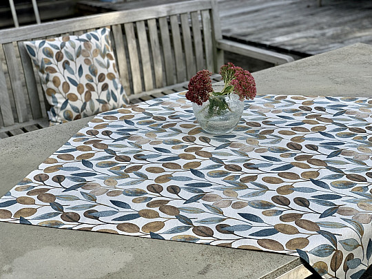 Tovaglia e sciarpa LISTY HOJAS blu