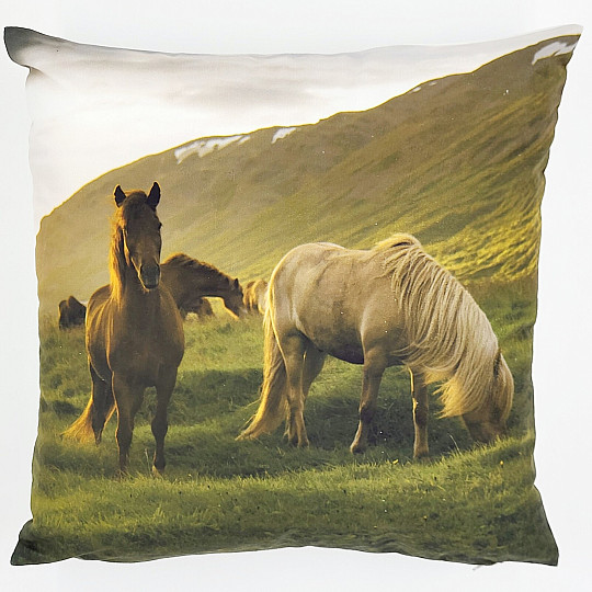 Fodera per cuscino decorativo CAVALLI SOTTO LA MONTAGNA