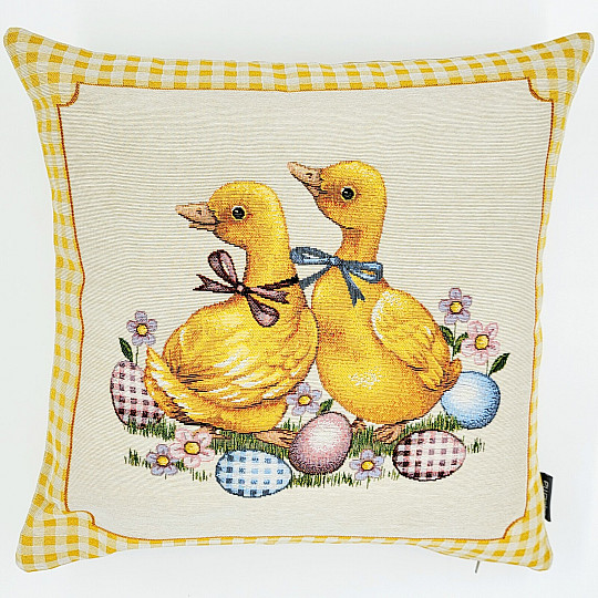 Fodera per cuscino con arazzo HUŠIČKY GIALLO CHECK