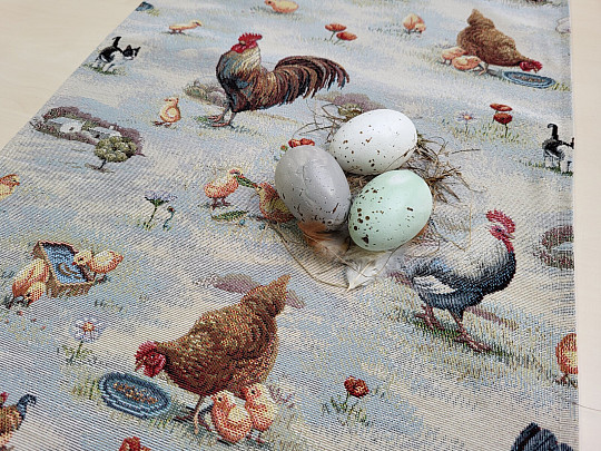 Tovaglia e sciarpa arazzo GALLINA DA CORTILE