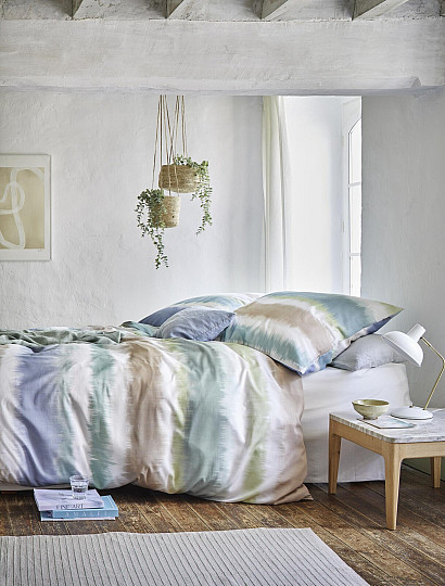 Raso di cotone lusso IRISETTE BLANCA blu