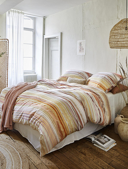 IRISETTE lussuoso raso di cotone MAGIC 50 righe arancio