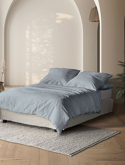 IRISETTE raso di cotone di lusso PARIS 8000-20 BLU-GRIGIO