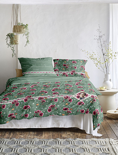 IRISETTE lussuoso raso di cotone FRIDA KAHLO - PAPAVERI