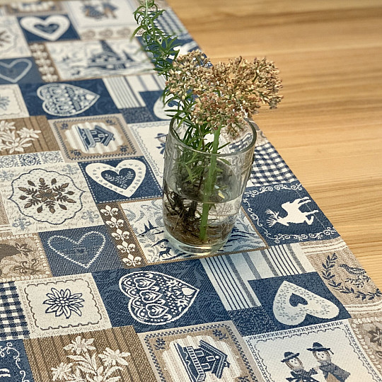 Tovaglia arazzo, sciarpa PATCHWORK SRDCE blu