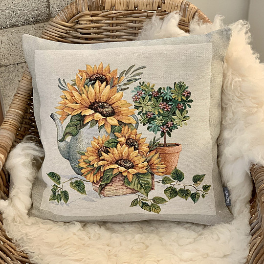 Fodera per cuscino con arazzo GIRASOLI IN CORNICE
