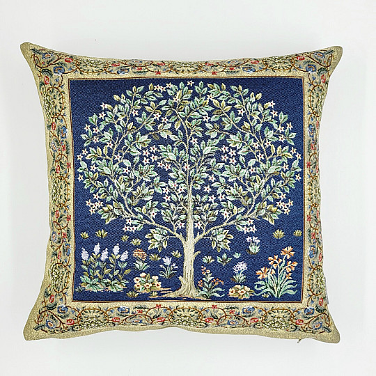 Fodera per cuscino arazzo ALBERO DELLA FORTUNA blu