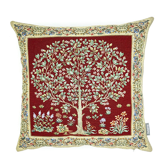 Fodera per cuscino gobelin TREE OF LUCK rosso