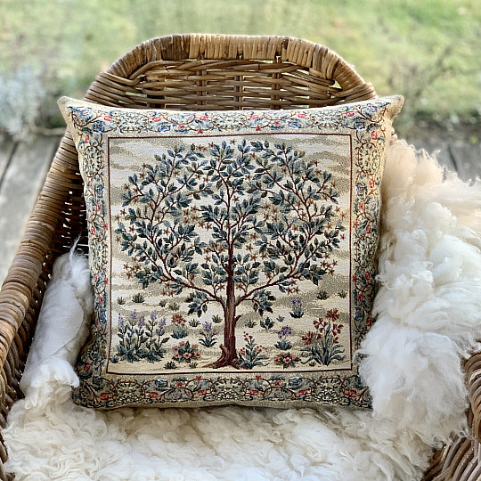 Fodera per cuscino arazzo ALBERO DELLA FELICITÀ beige
