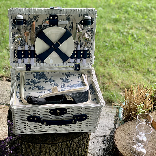 Cestino da picnic GARDEN bianco per 2 persone