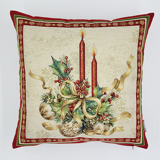 Copertura per arazzo natalizio CANDELE FIAMMINANTI con finiture rosse